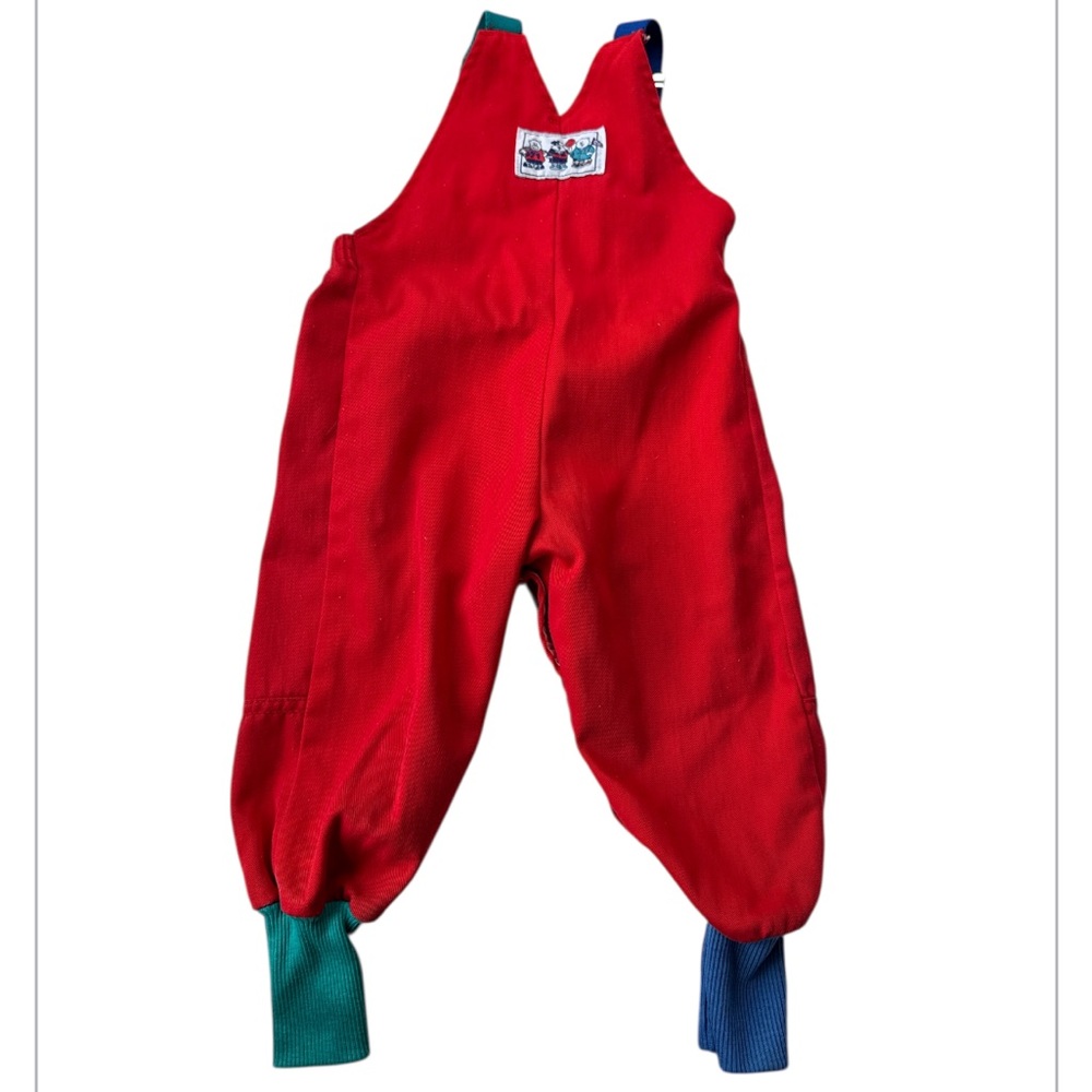 Vintage 90's Carter’s Red Blue Green Bib Overalls 18 Mos